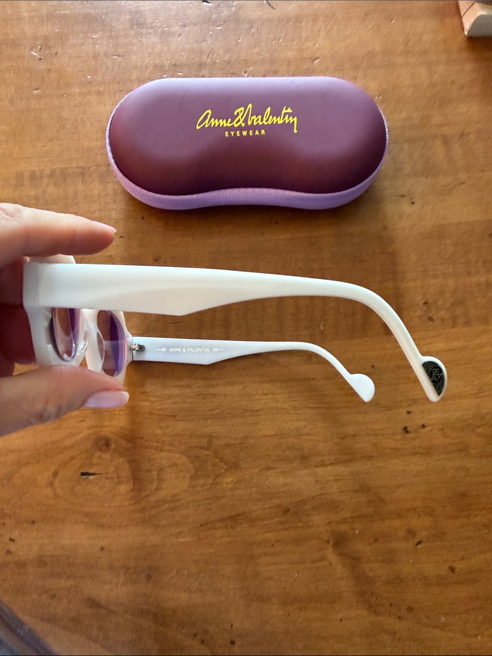Le Specs White Frame Sunglasses with Lavender Lenses - Picture 4 of 5